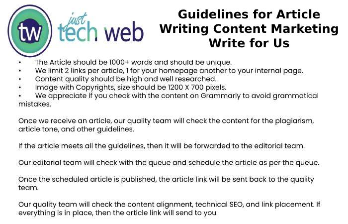 Guidelines for Article Writing Content Marketing Write for Us