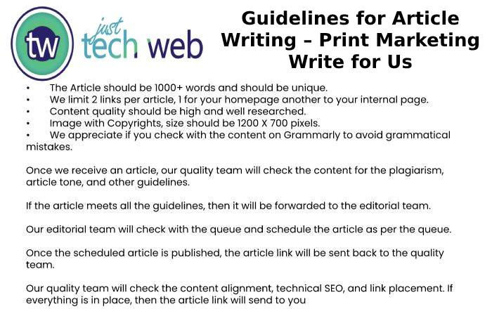 Guidelines for Article Writing – Print Marketing Write for Us